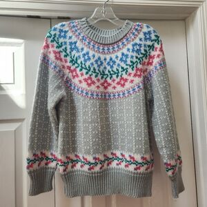 Vintage Ashley Gray Pink Blue Fair Isle Sweater
